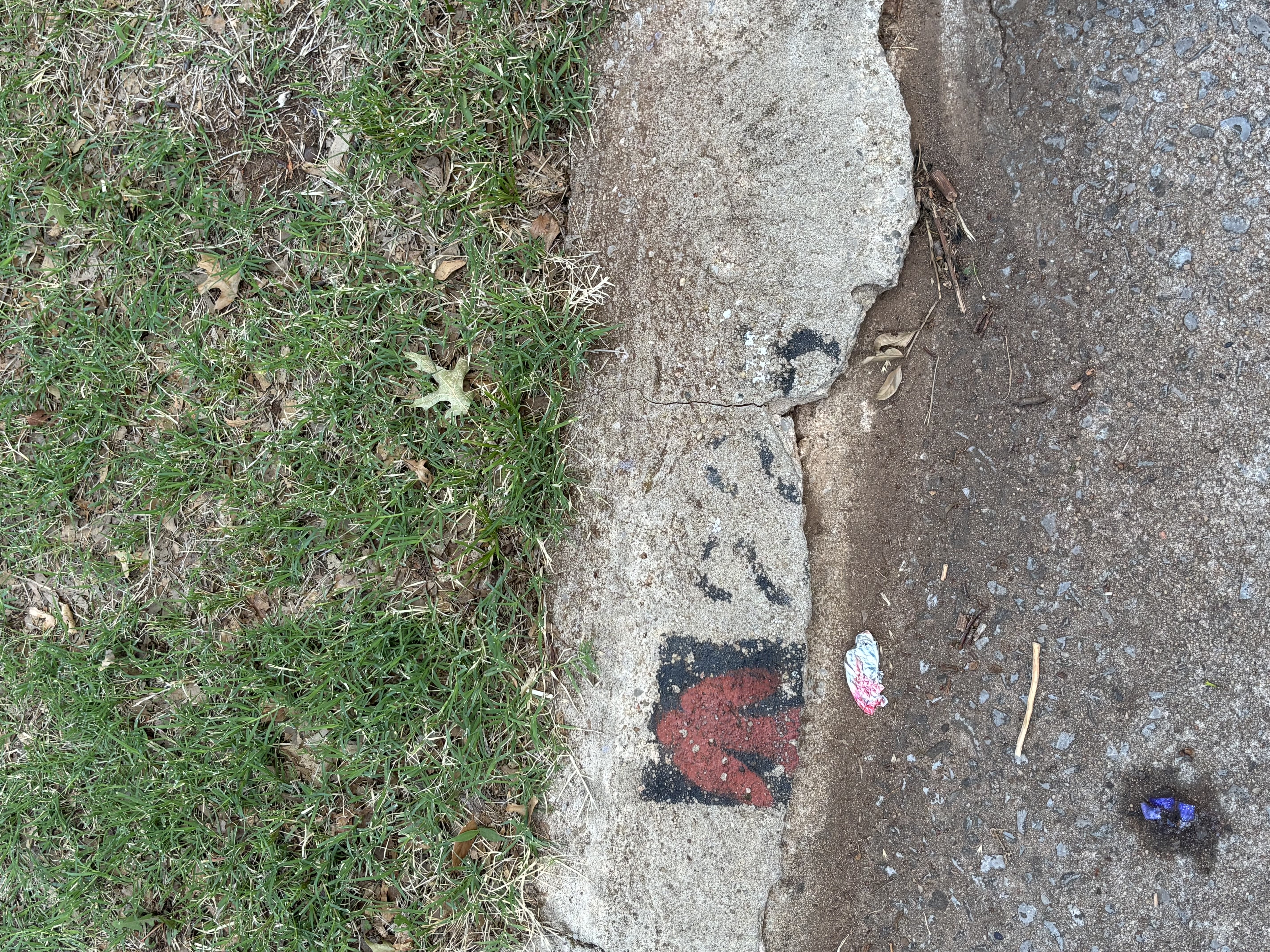 Faded curb before painting
